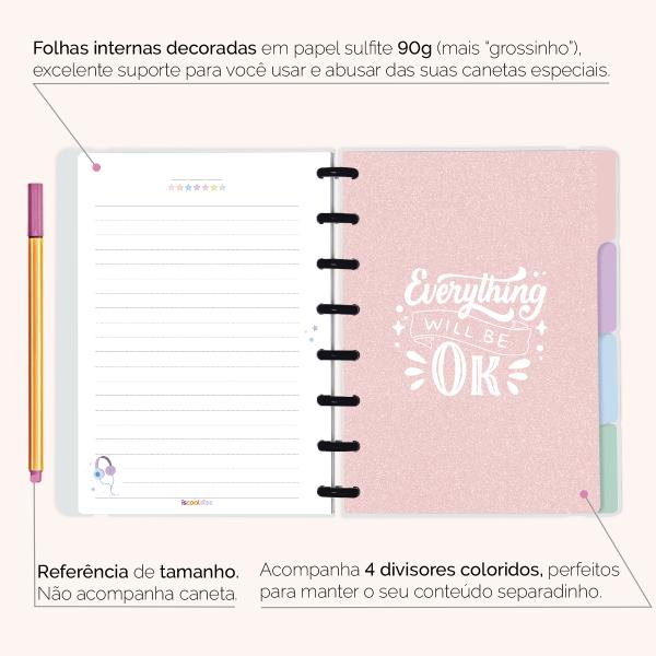 Iscool Disc Flex Personalizado A5 14x20 cm 80 Folhas Areia Sand Rosa