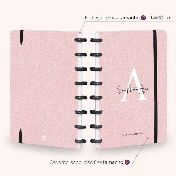 Iscool Disc Flex Personalizado A5 14x20 cm 80 Folhas Areia Sand Rosa