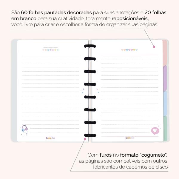 Iscool Disc Flex Personalizado A5 14x20 cm 80 Folhas Areia Sand Rosa