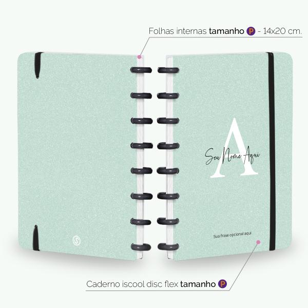 Iscool Disc Flex Personalizado A5 14x20 cm 80 Folhas Areia Sand Verde
