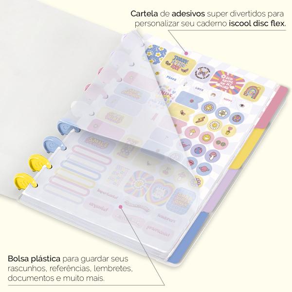 Iscool Disc Flex Personalizado Médio 17x23 cm 80 Folhas Retro Peace