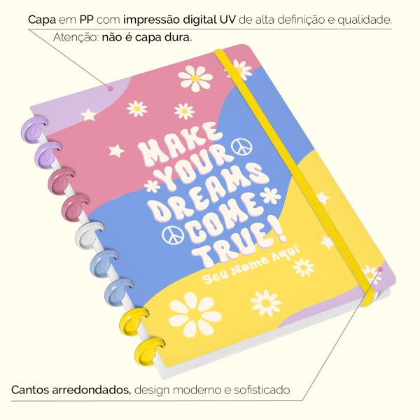 Iscool Disc Flex Personalizado Médio 17x23 cm 80 Folhas Retro Peace
