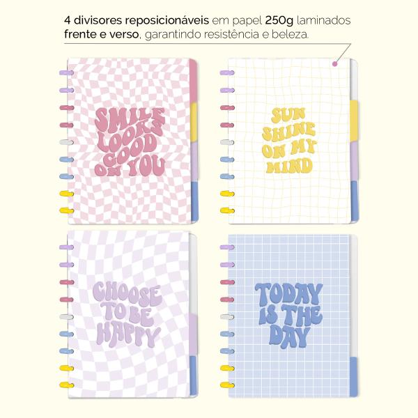 Iscool Disc Flex Personalizado Médio 17x23 cm 80 Folhas Retro Peace