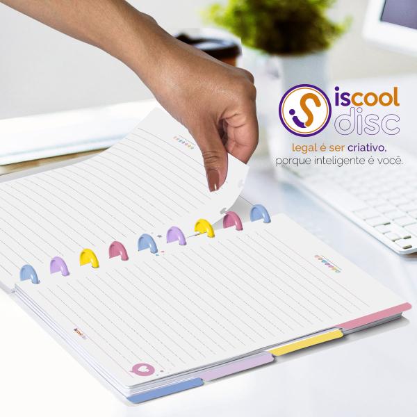 Iscool Disc Flex Personalizado Médio 17x23 cm 80 Folhas Retro Flor Power Branco