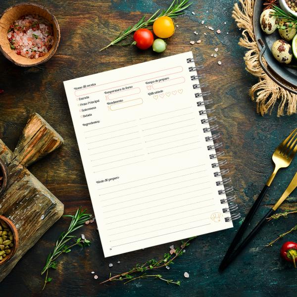 Caderno Personalizado de Receitas Vida Mais Saborosa 18x25cm