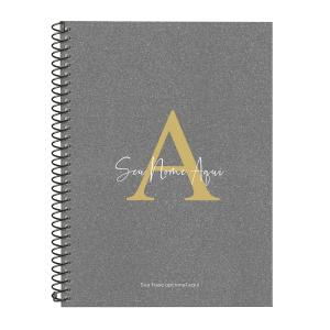 Caderno Universitário Espiral Personalizado 1 Matéria Areia Sand Chumbo e Ouro