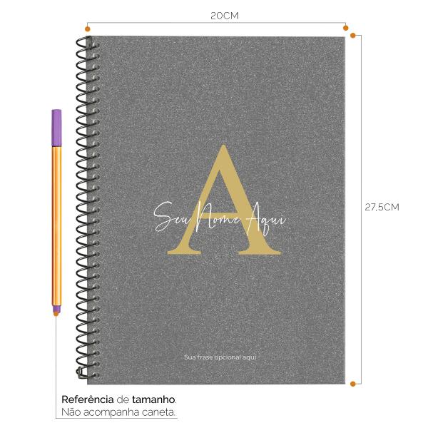 Caderno Universitário Espiral Personalizado 1 Matéria Areia Sand Chumbo e Ouro
