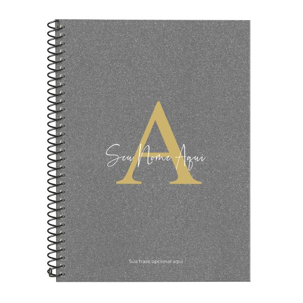 Caderno Universitário Espiral Personalizado 1 Matéria Areia Sand Chumbo e Ouro