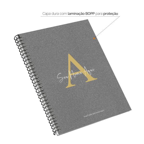 Caderno Universitário Espiral Personalizado 1 Matéria Areia Sand Chumbo e Ouro