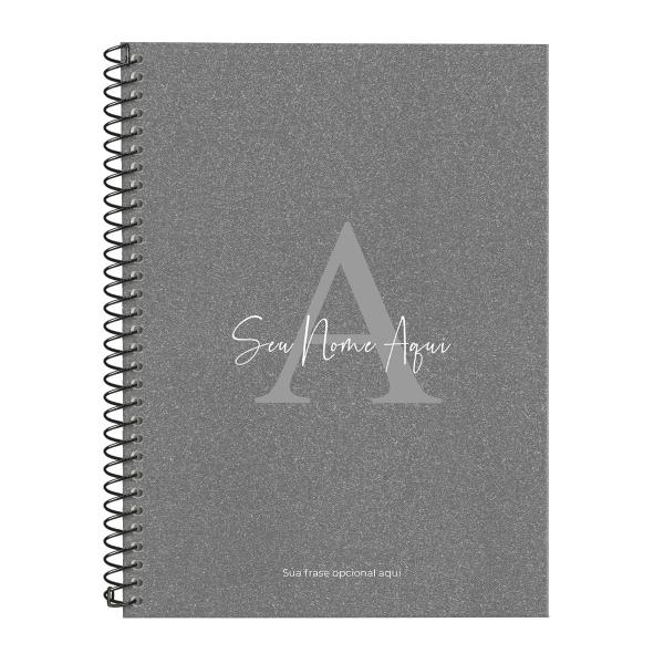Caderno Universitário Espiral Personalizado 1 Matéria Areia Sand Chumbo e Prata