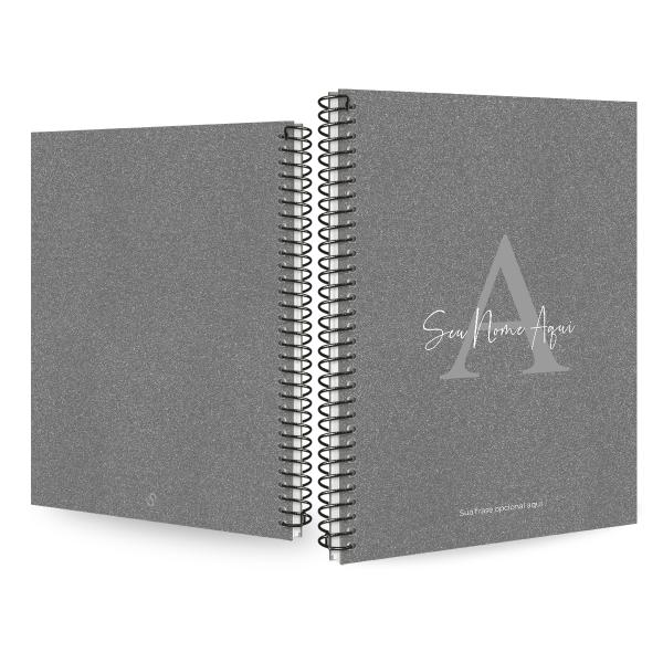Caderno Universitário Espiral Personalizado 1 Matéria Areia Sand Chumbo e Prata