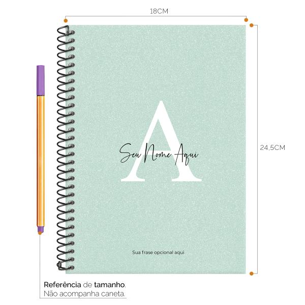 Caderno Colegial Personalizado 1 Matéria Areia Sand Verde