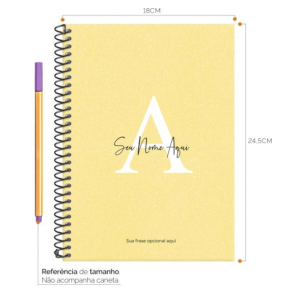 Caderno Colegial Personalizado 1 Matéria Areia Sand Amarelo