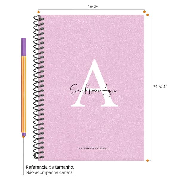 Caderno Colegial Personalizado 1 Matéria Areia Sand Magenta