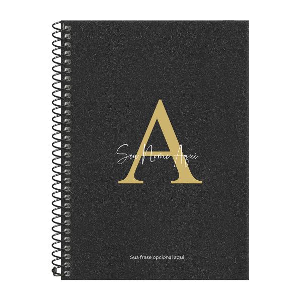 Caderno Colegial Personalizado 1 Matéria Areia Sand Preto e Ouro