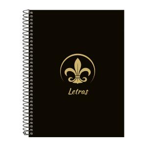 Caderno Universitário Espiral 15 Matérias Profissões Preto e Gold Letras