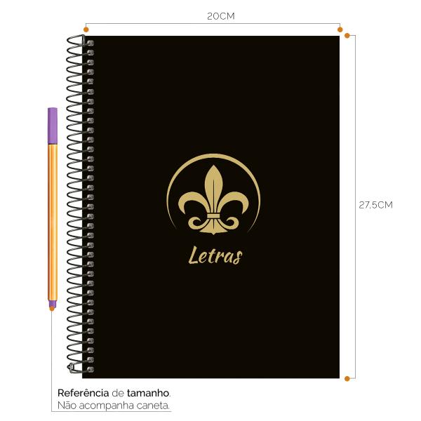 Caderno Universitário Espiral 15 Matérias Profissões Preto e Gold Letras