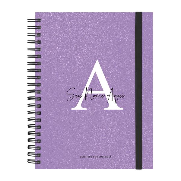 Caderno Universitário Personalizado Glitter Lilás 10 Matérias