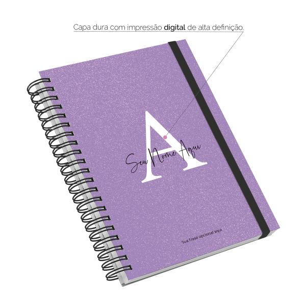 Caderno Universitário Personalizado Glitter Lilás 10 Matérias
