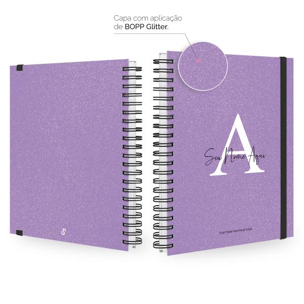 Caderno Universitário Personalizado Glitter Lilás 10 Matérias