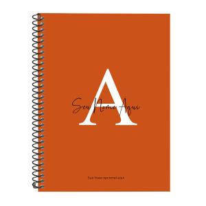 Caderno Universitário Espiral Personalizado 1 Matéria Moderna Letra Cores Laranja