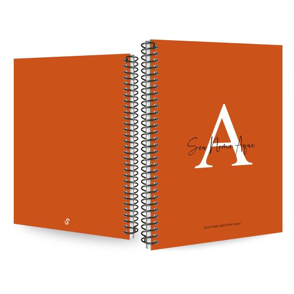 Caderno Universitário Espiral Personalizado 1 Matéria Moderna Letra Cores Laranja