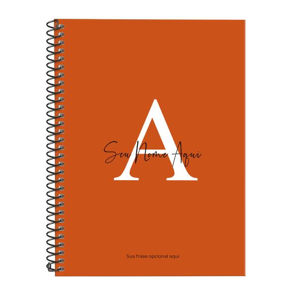 Caderno Universitário Espiral Personalizado 1 Matéria Moderna Letra Cores Laranja