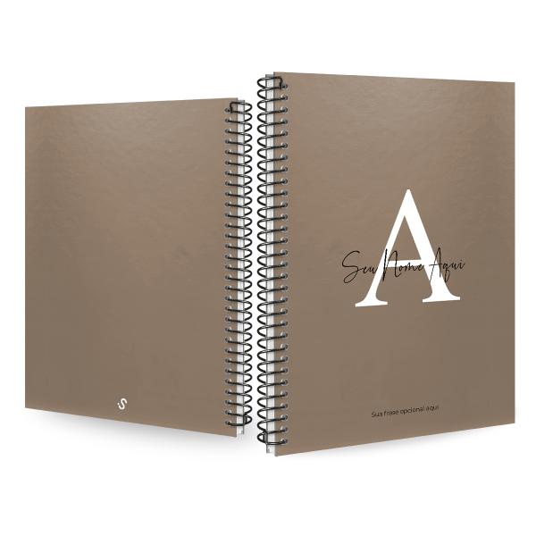 Caderno Universitário Espiral Personalizado 1 Matéria Moderna Letra Metallic Bronze