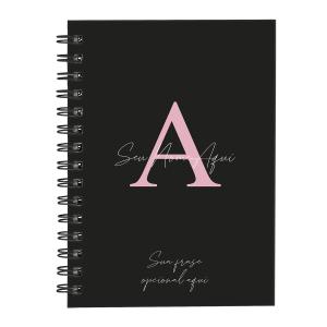 Caderno Personalizado Moderno Preto/Rosa
