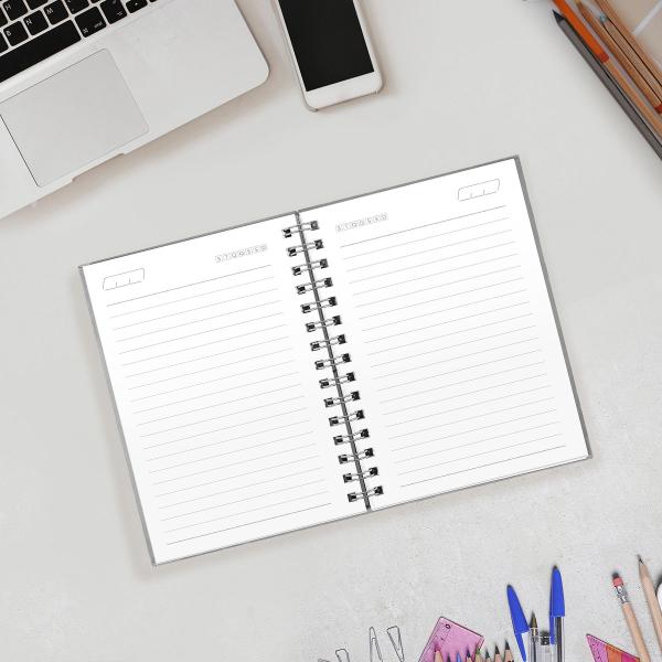 Caderno Personalizado Moderno Preto/Rosa 100 Fls 14x20 Cm