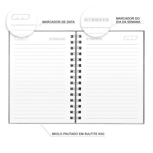 Caderno Personalizado Moderno Preto/Rosa 100 Fls 14x20 Cm