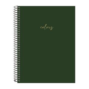 Caderno Universitário Espiral 10 Matérias Solid Colors Verde Militar
