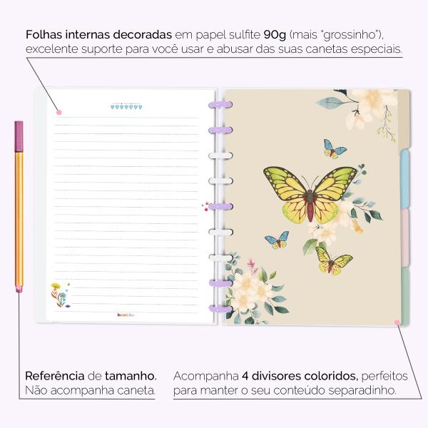 Iscool Disc Flex Personalizado Médio 17x23 cm 80 Folhas Bosque Mágico Lilás