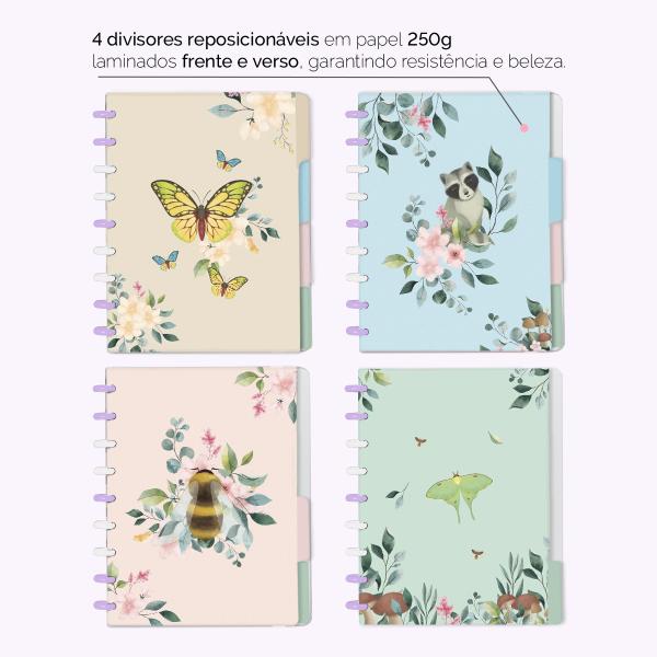 Iscool Disc Flex Personalizado Médio 17x23 cm 80 Folhas Bosque Mágico Lilás