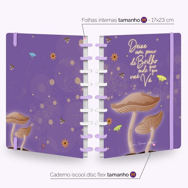 Iscool Disc Flex Personalizado Médio 17x23 cm 80 Folhas Bosque Mágico Lilás