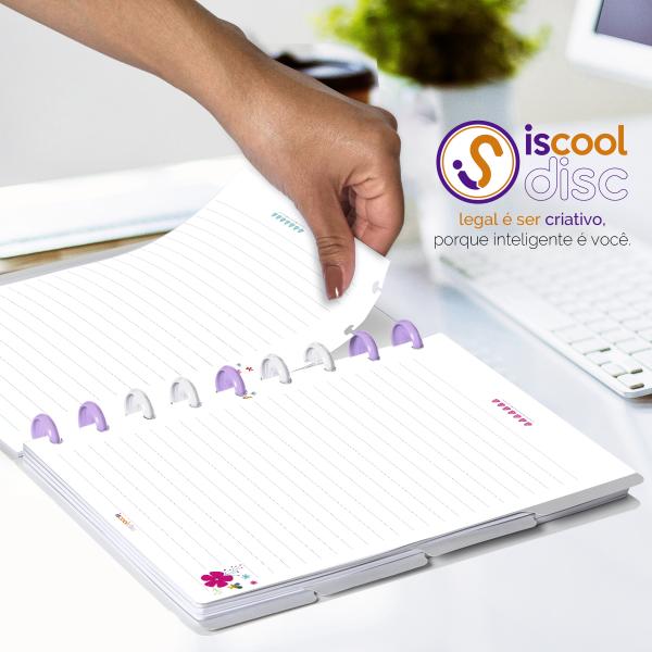 Iscool Disc Flex Personalizado Médio 17x23 cm 80 Folhas Bosque Mágico Lilás