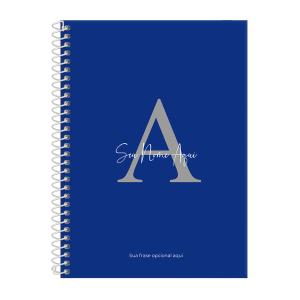 Caderno Colegial Espiral Personalizado 1 Matéria Moderna Letra Cores Azul Royal