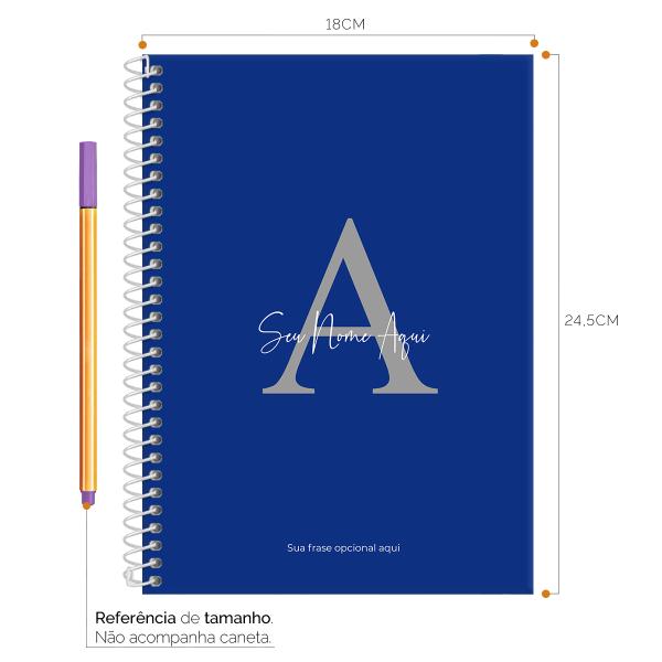 Caderno Colegial Espiral Personalizado 1 Matéria Moderna Letra Cores Azul Royal