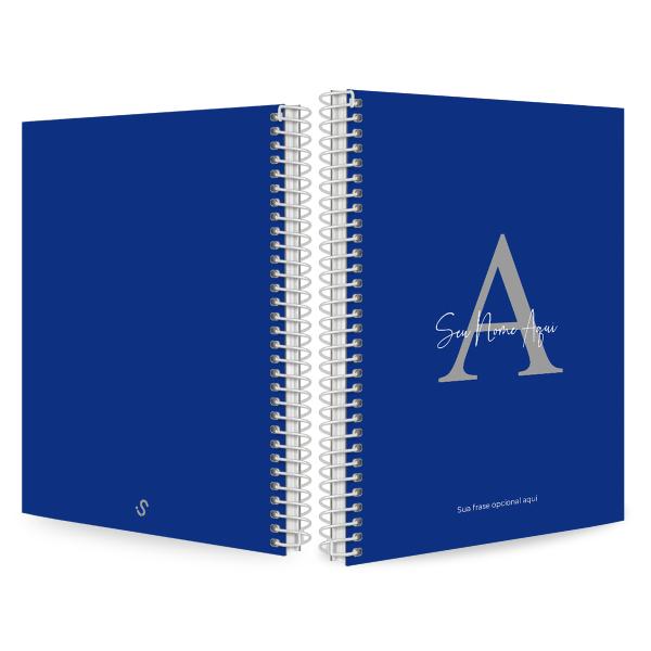 Caderno Colegial Espiral Personalizado 1 Matéria Moderna Letra Cores Azul Royal