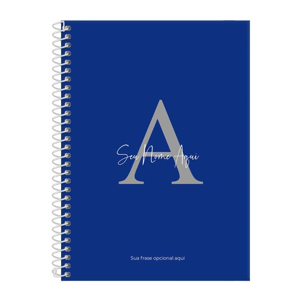Caderno Colegial Espiral Personalizado 1 Matéria Moderna Letra Cores Azul Royal