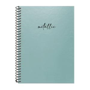 Caderno Colegial Espiral 1 Matéria Solid Metallic Turquesa