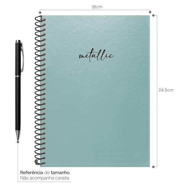 Caderno Colegial Espiral 1 Matéria Solid Metallic Turquesa