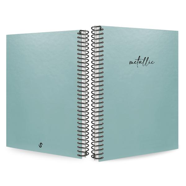 Caderno Colegial Espiral 1 Matéria Solid Metallic Turquesa