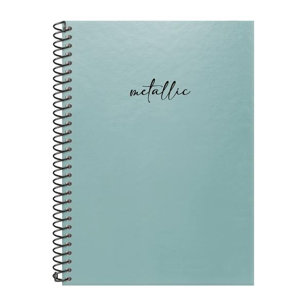 Caderno Colegial Espiral 1 Matéria Solid Metallic Turquesa