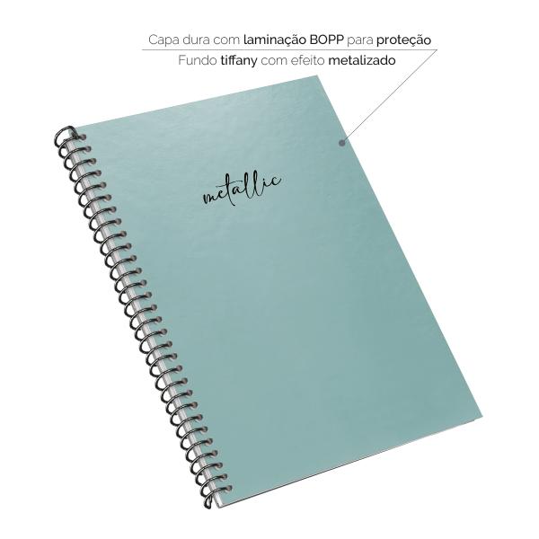 Caderno Colegial Espiral 1 Matéria Solid Metallic Turquesa