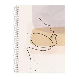Caderno Colegial 1 Matéria Face Linear Bege