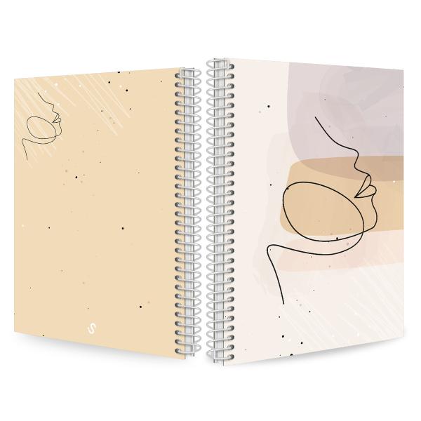 Caderno Colegial 1 Matéria Face Linear Bege