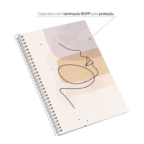 Caderno Colegial 1 Matéria Face Linear Bege