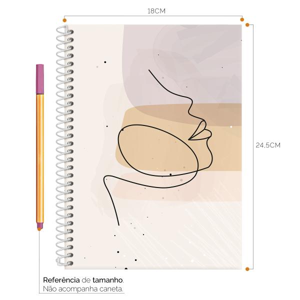 Caderno Colegial 1 Matéria Face Linear Bege