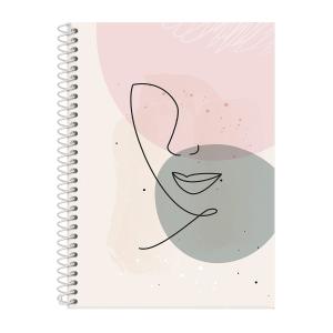 Caderno Colegial 1 Matéria Face Linear Rosa
